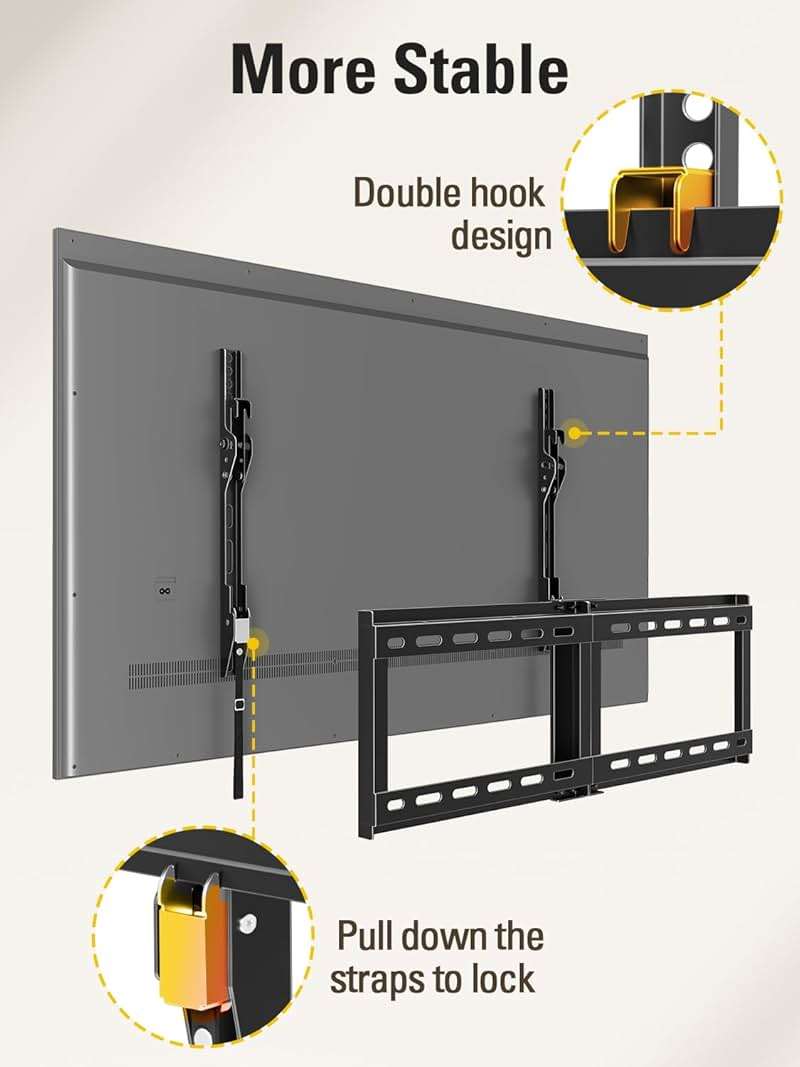 Mounting Dream TV Wall Mount for Most 37-75 Inch TVs, Universal Tilt TV Mount Fit 16", 18", 24" Stud with Loading Capacity 132lbs, Max Vesa 600 x 400mm, Low Profile Flat Wall Mount TV Bracket - Image 5