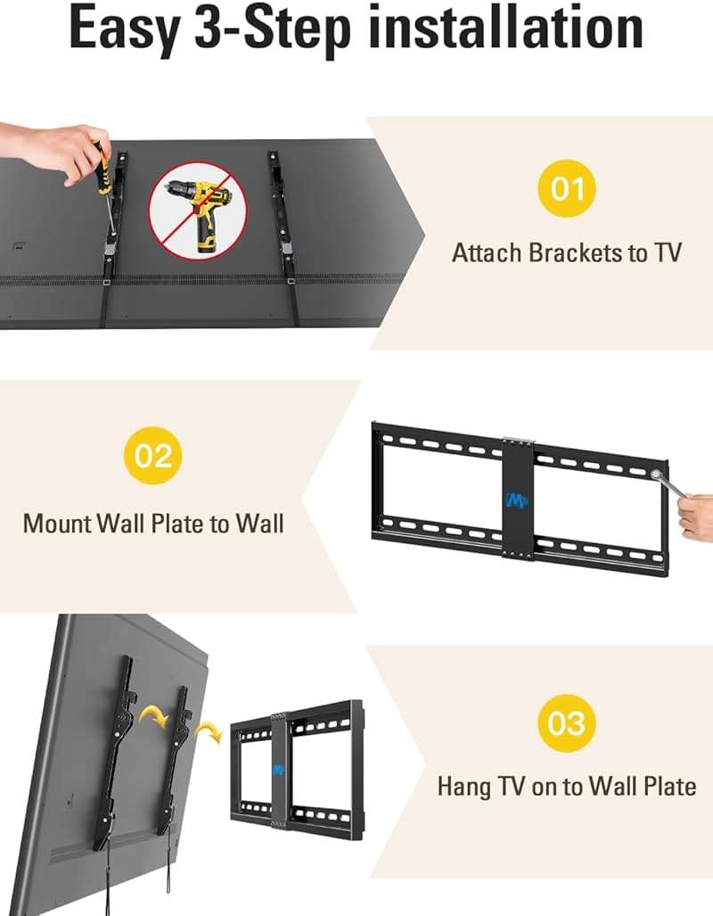 Mounting Dream TV Wall Mount for Most 37-75 Inch TVs, Universal Tilt TV Mount Fit 16", 18", 24" Stud with Loading Capacity 132lbs, Max Vesa 600 x 400mm, Low Profile Flat Wall Mount TV Bracket - Image 8