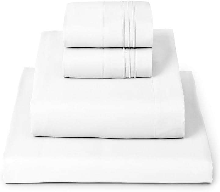 Mellanni Queen Sheets Set - 4 PC Iconic Collection Bedding - Hotel Luxury, Extra Soft, Cooling Bed Sheets - Wrinkle, Fade, Stain Resistant (Queen, White) - Image 1