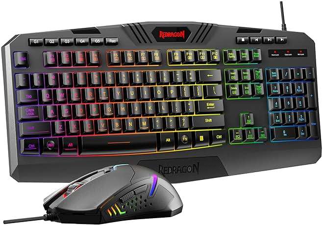 Redragon S101-3 PRO Gaming Keyboard and Mouse, RGB Backlit Programmable Keyboard Mouse with Software, Independent Macro Record Keys, Value Combo Set, New Update Version - Image 1