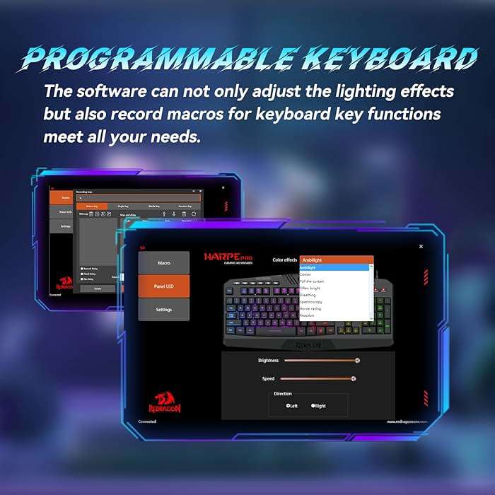Redragon S101-3 PRO Gaming Keyboard and Mouse, RGB Backlit Programmable Keyboard Mouse with Software, Independent Macro Record Keys, Value Combo Set, New Update Version - Image 6