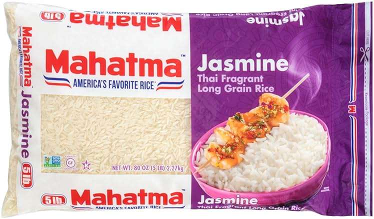 Mahatma Jasmine, 5lb Bag of Rice, Thai, Indian, or Cambodian Fragrant Flavored Rice, Stovetop or Microwave - Image 1