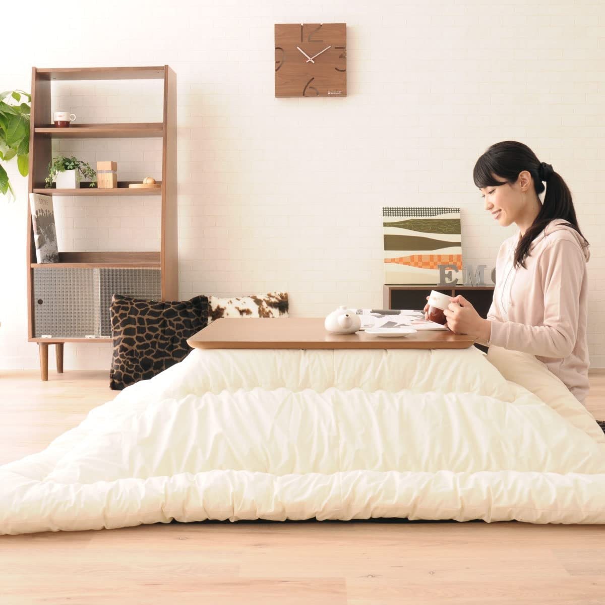 EMOOR Washable Kotatsu Futon Comforter (Uncovered), Square 73x73in, Made in Japan - Product Image