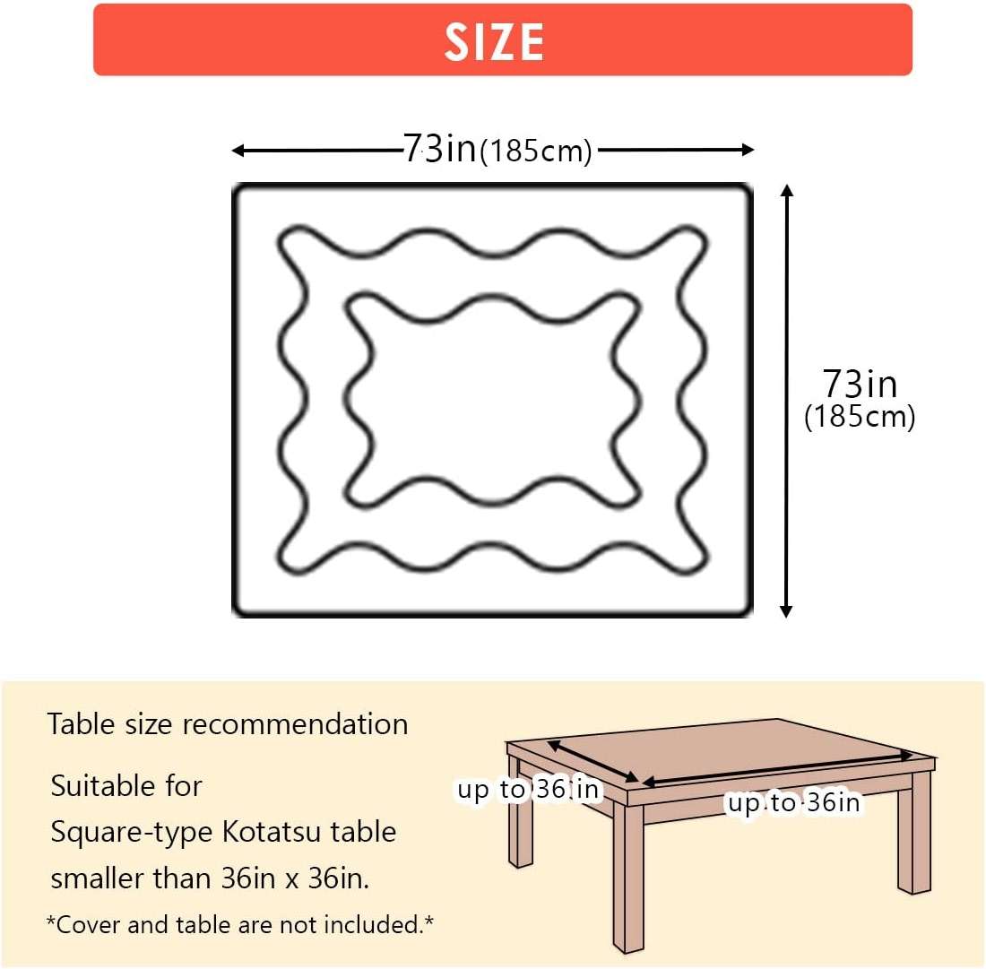 EMOOR Washable Kotatsu Futon Comforter (Uncovered), Square 73x73in, Made in Japan - Image 2