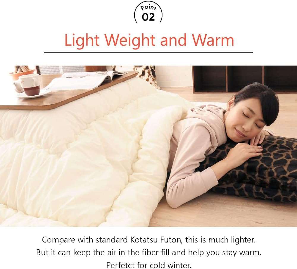 EMOOR Washable Kotatsu Futon Comforter (Uncovered), Square 73x73in, Made in Japan - Image 4