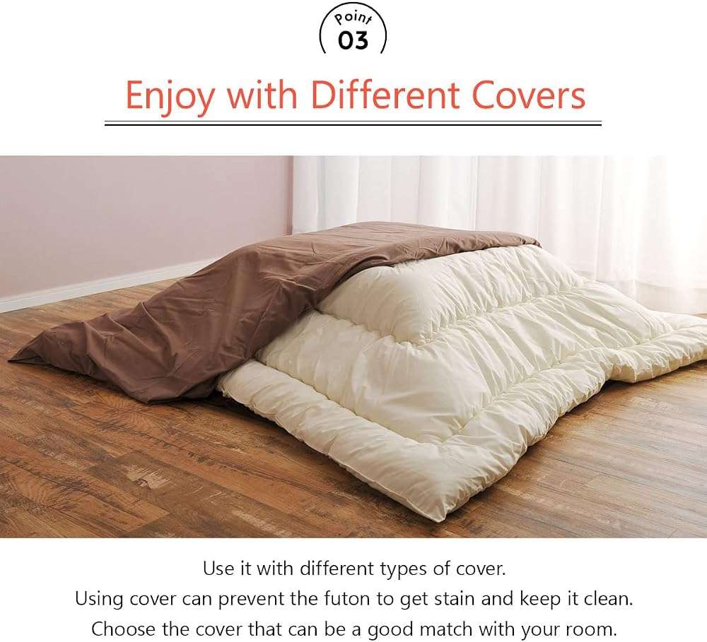 EMOOR Washable Kotatsu Futon Comforter (Uncovered), Square 73x73in, Made in Japan - Image 5