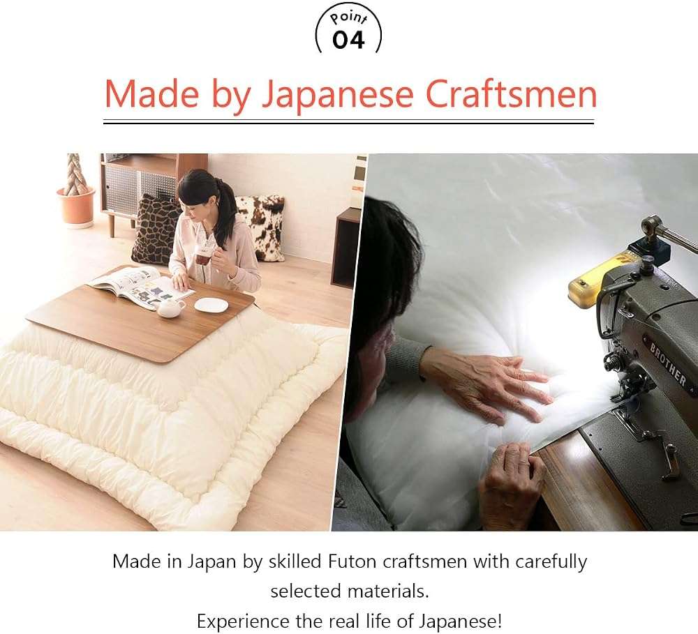 EMOOR Washable Kotatsu Futon Comforter (Uncovered), Square 73x73in, Made in Japan - Image 6