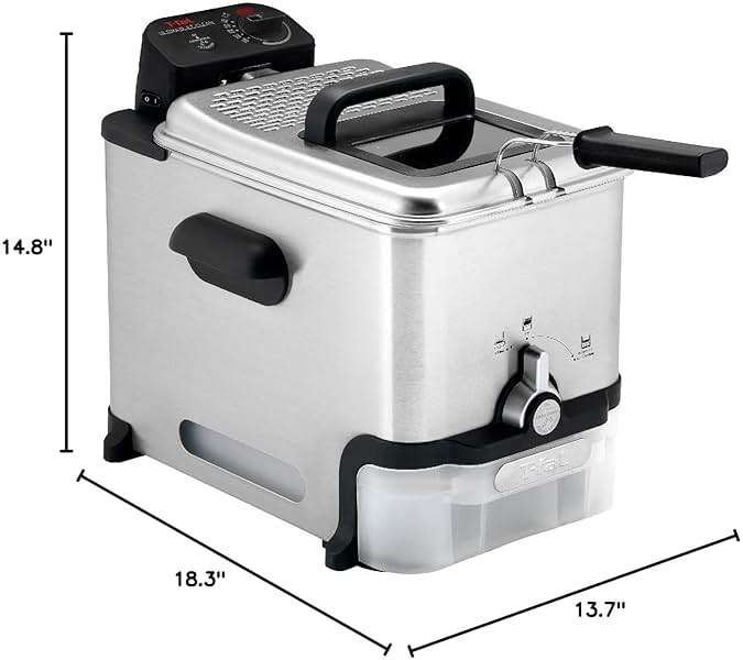 T-fal 3.5L Stainless Steel Deep Fryer with Basket for Home Use, 1700W, Deep Fryer with Oil Filtration, Temp Control, Digital Timer - Image 3