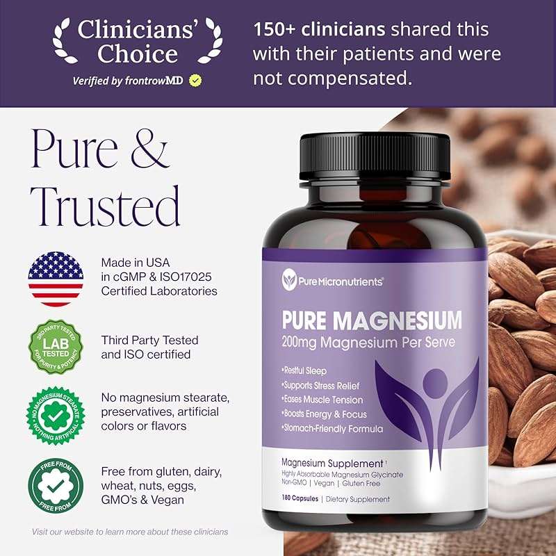 Pure Magnesium Glycinate Supplement – Highly Absorbable Chelated Magnesium to Support Sleep, Muscle & Nerve Health, Energy, Relaxation & Bone Health – 200mg Per Serving, 180 Capsules - Image 2