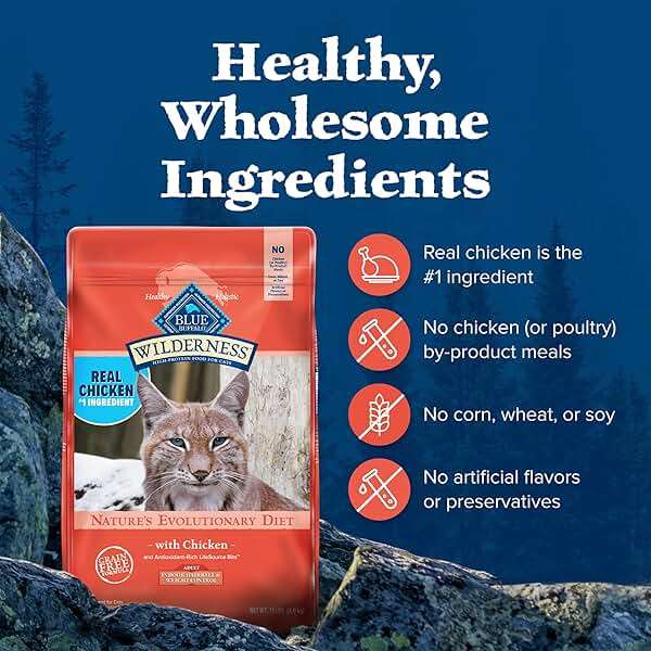 Blue Buffalo Wilderness Chicken Natural High-Protein Grain-Free Dry Food Hairball & Weight Control for Adult Indoor Cats, Real Chicken First, Antioxidant-Rich LifeSource Bits Support Immunity, 11 lbs. - Image 8