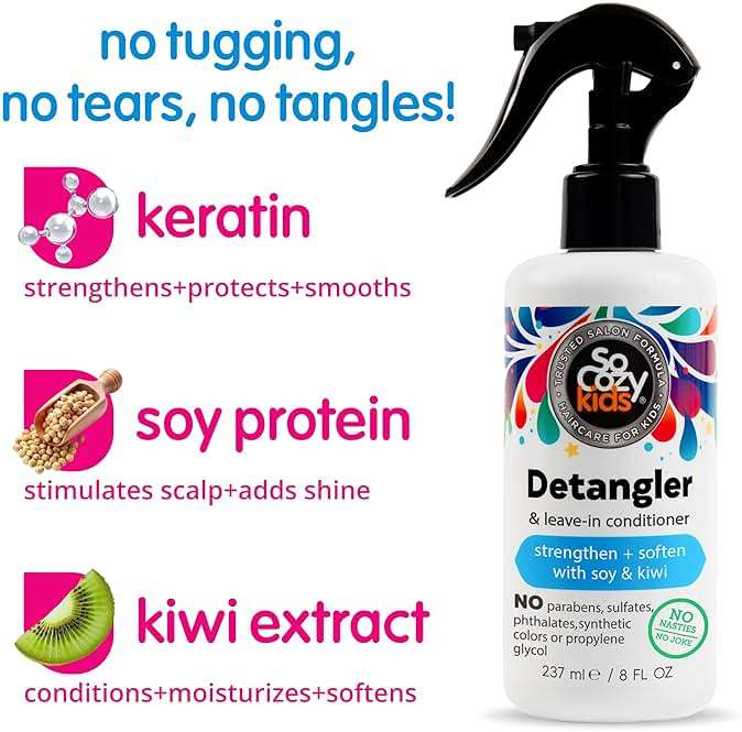 So Cozy Detangler & Leave In Conditioner Spray - Hair Detangler Spray for Kids - Paraben-Free Leave In Hair Conditioner & Detangling Spray for Frizzy Hair (8 fl oz) - Image 3