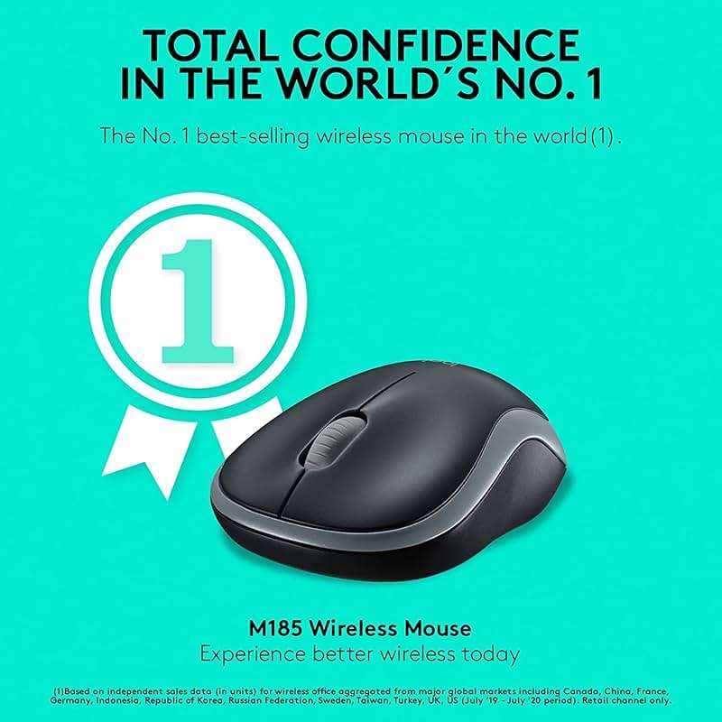 Logitech Wireless Mouse M185 (Swift Grey) - Image 7