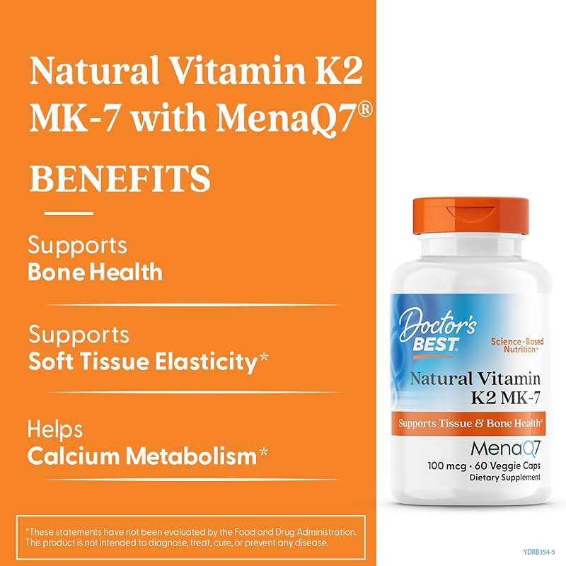 Doctor's Best Natural Vitamin K2 MK7 Supplement for Men & Women - Bone Health Support, 100 mcg Vitamin K-2 MK-7 Capsules with MenaQ7, Calcium Support, Non GMO, Vegan - 60 Veg Caps - Image 2