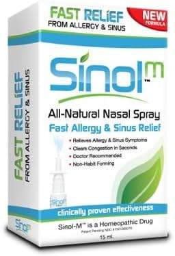 SinolM, All-Natural Nasal Relief Spray for Fast Allergy & Sinus Relief, 15 ml (Pack of 2) - Image 1