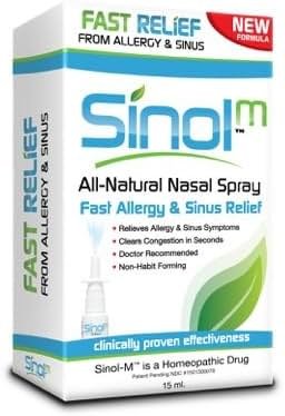 SinolM, All-Natural Nasal Relief Spray for Fast Allergy & Sinus Relief, 15 ml (Pack of 2) - Product Image