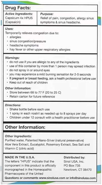 SinolM, All-Natural Nasal Relief Spray for Fast Allergy & Sinus Relief, 15 ml (Pack of 2) - Image 2
