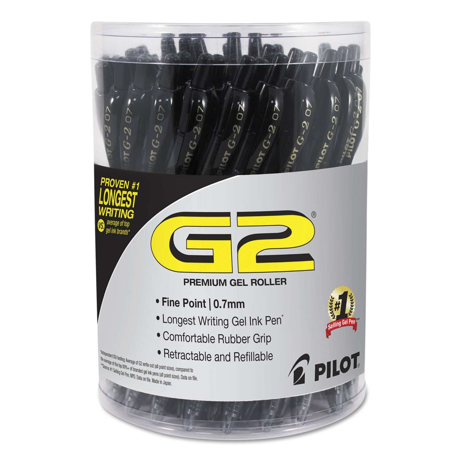 Pilot G2 Premium Gel Roller Pen, Retractable and Refillable, Fine Point 0.7 mm, Black Ink, 36 Count - Image 1