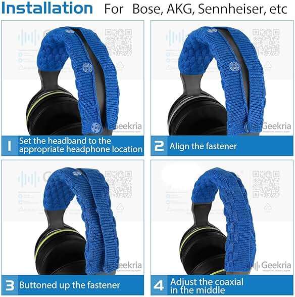 Geekria Knit Fabric Headband Cover Compatible with Sony WH-1000XM6/XM5/XM4 Headphones, Head Cushion Pad Protector, Replacement Repair Part, Easy DIY Installation (Ocean Blue) - Image 5