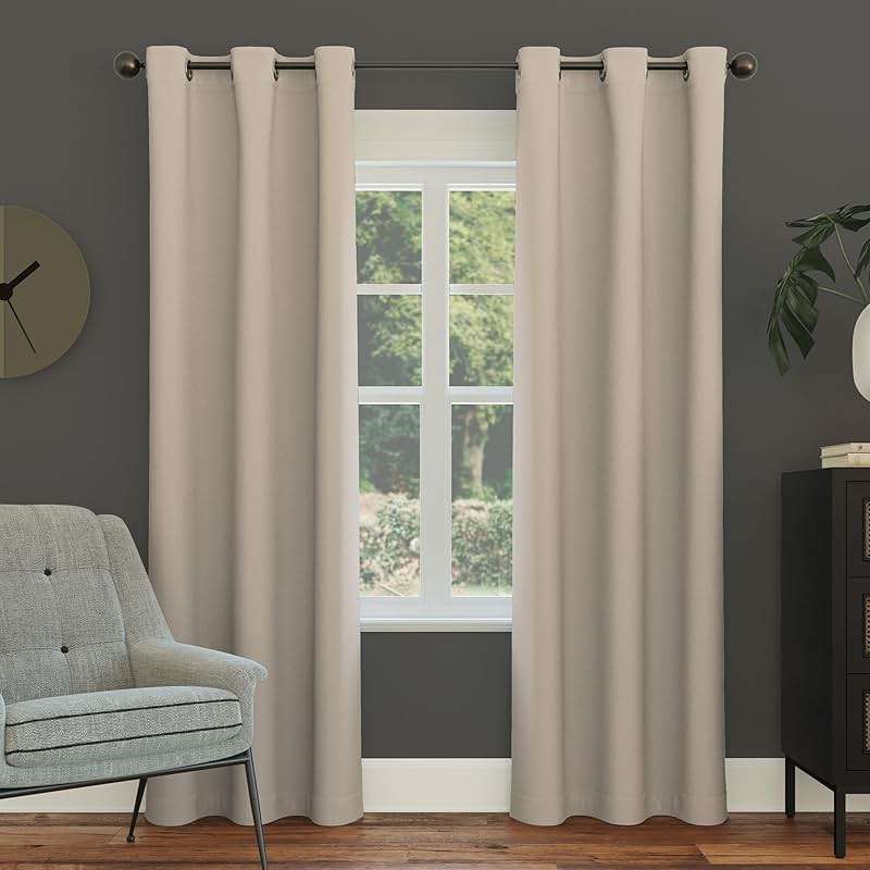Sun Zero Easton Energy Saving Blackout Grommet Curtain Panel, 40" x 84", Stone - Image 1