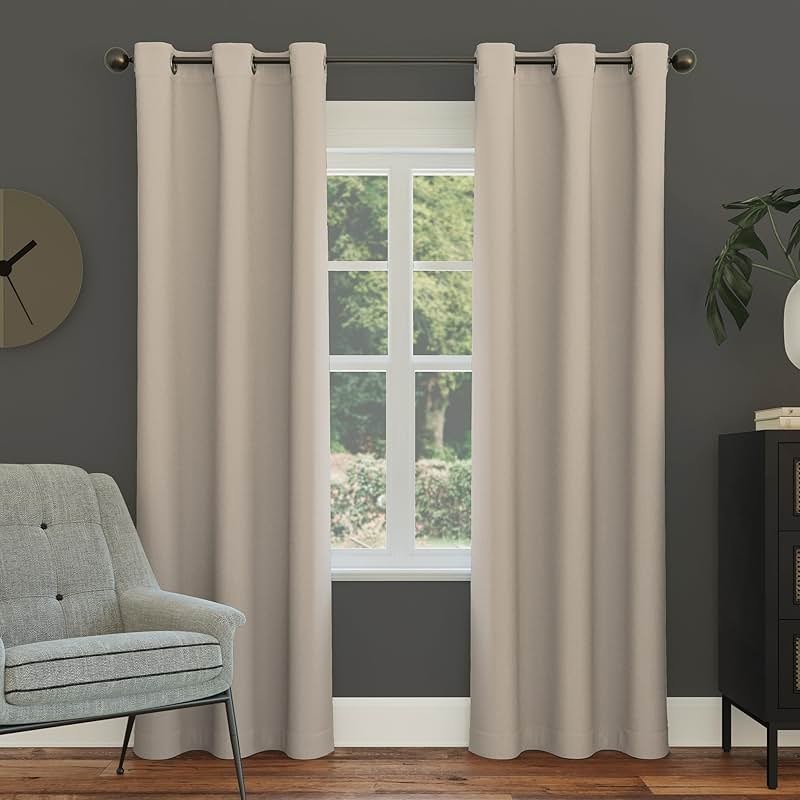 Sun Zero Easton Energy Saving Blackout Grommet Curtain Panel, 40" x 84", Stone - Product Image