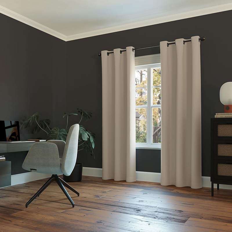 Sun Zero Easton Energy Saving Blackout Grommet Curtain Panel, 40" x 84", Stone - Image 4