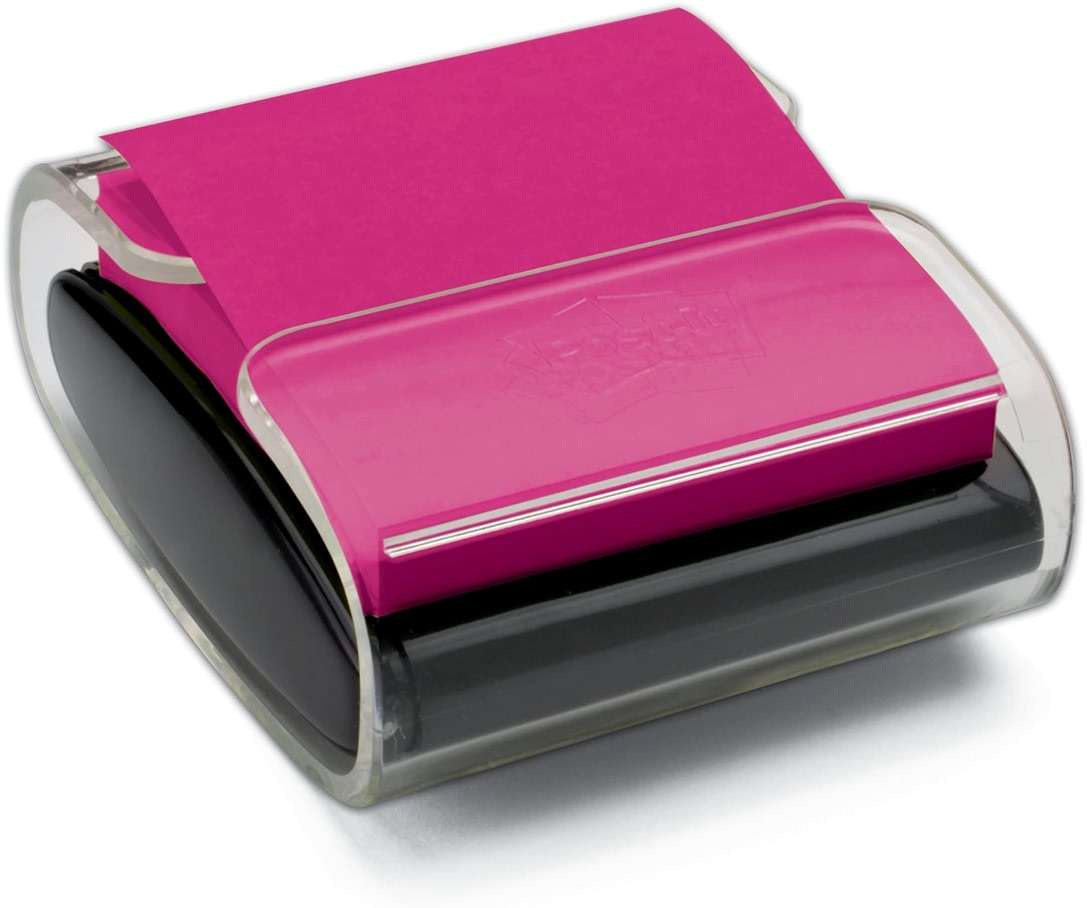 Post-it Pop-up Notes Dispenser, 3x3 in, Black Base Clear Top, Pack Includes Dispenser and a 45-Sheet Pad of Pop-up Notes (WD-330-BK) - Image 1