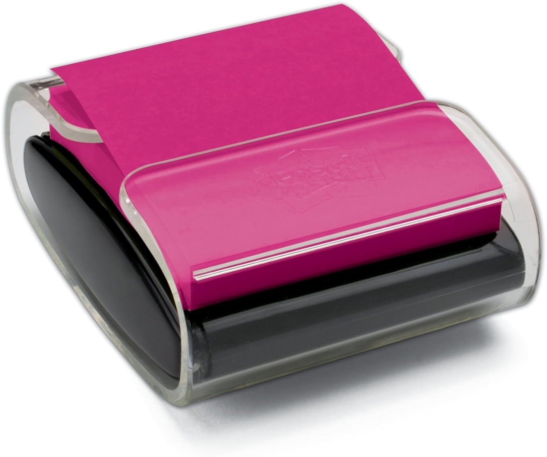 Post-it Pop-up Notes Dispenser, 3x3 in, Black Base Clear Top, Pack Includes Dispenser and a 45-Sheet Pad of Pop-up Notes (WD-330-BK) - Product Image