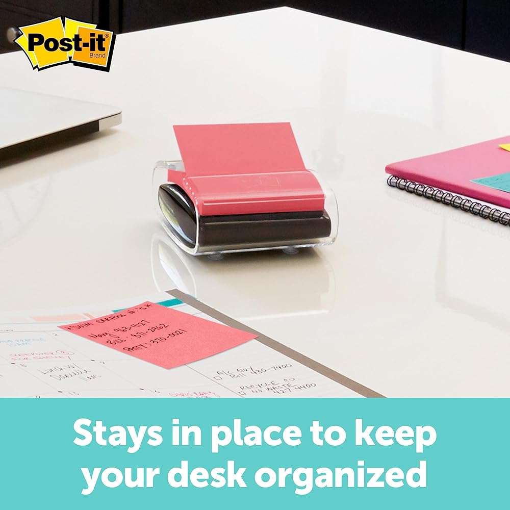 Post-it Pop-up Notes Dispenser, 3x3 in, Black Base Clear Top, Pack Includes Dispenser and a 45-Sheet Pad of Pop-up Notes (WD-330-BK) - Image 2