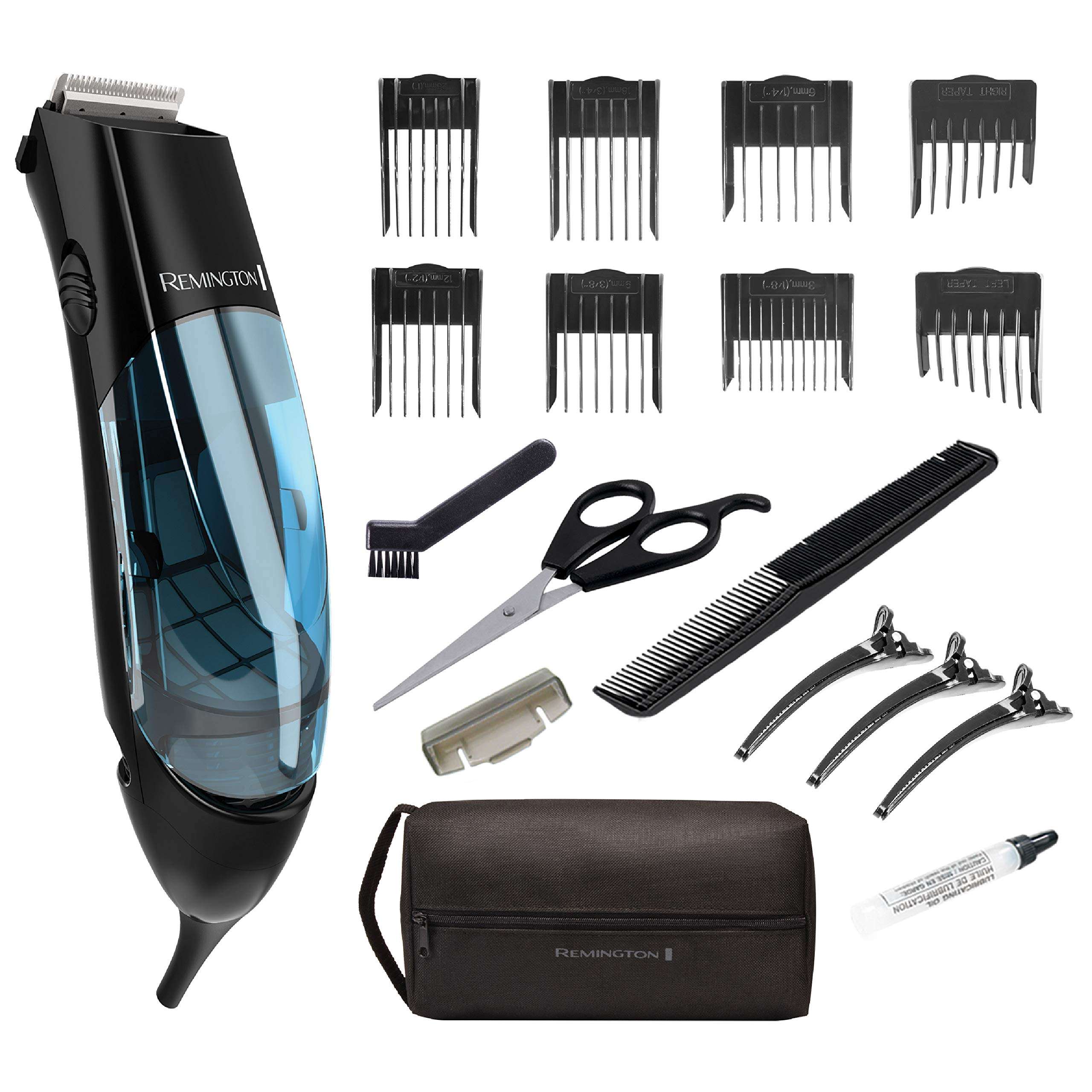 Remington Vacuum Hair Clippers for Men, Mess-Free Haircut & Beard Trimmer Kit with Hair Collection Chamber, Dual Motor Power, 18-Piece Grooming Set - Image 1