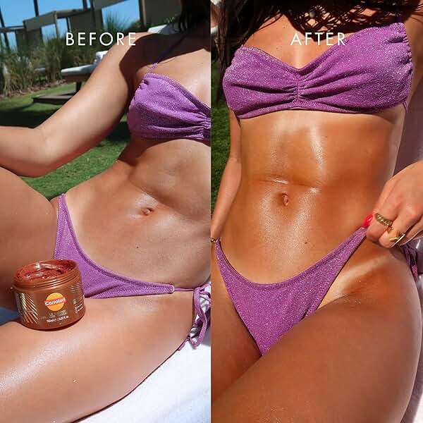 Carroten Gold Shimmer Tanning Gel | Browning Tan Accelerator | Non-Greasy, Water-Resistant with Carrot & Coconut Oil | Vitamin A & E For Moisture & Hydration | Made in Greece | 5 oz + Spatula - Image 2