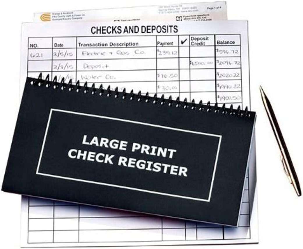Jumbo Print Check Register Book - Large Print, Easy-to-Read, Spiral Bound, 56 Pages for Personal Accounting, Easy Transaction Reference, 10"L x 5¼"W - Image 1