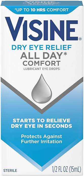 Visine Dry Eye Relief All Day Comfort Lubricant Eye Drops for Up to 10 Hours of Comfort, Dry Eye Drops with Polyethylene Glycol, 0.5 fl. oz - Image 7