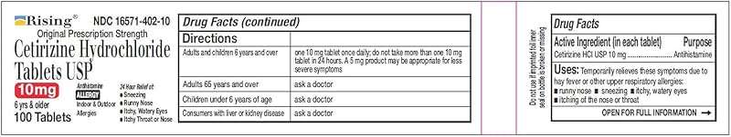 Rising Pharma - Cetirizine HCL 10 mg - Antihistamine Seasonal Allergy Tablets - 100 tablets - Image 3