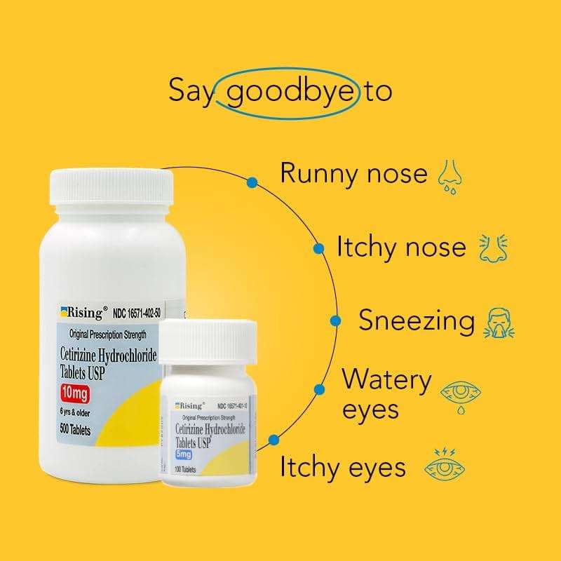 Rising Pharma - Cetirizine HCL 10 mg - Antihistamine Seasonal Allergy Tablets - 100 tablets - Image 6