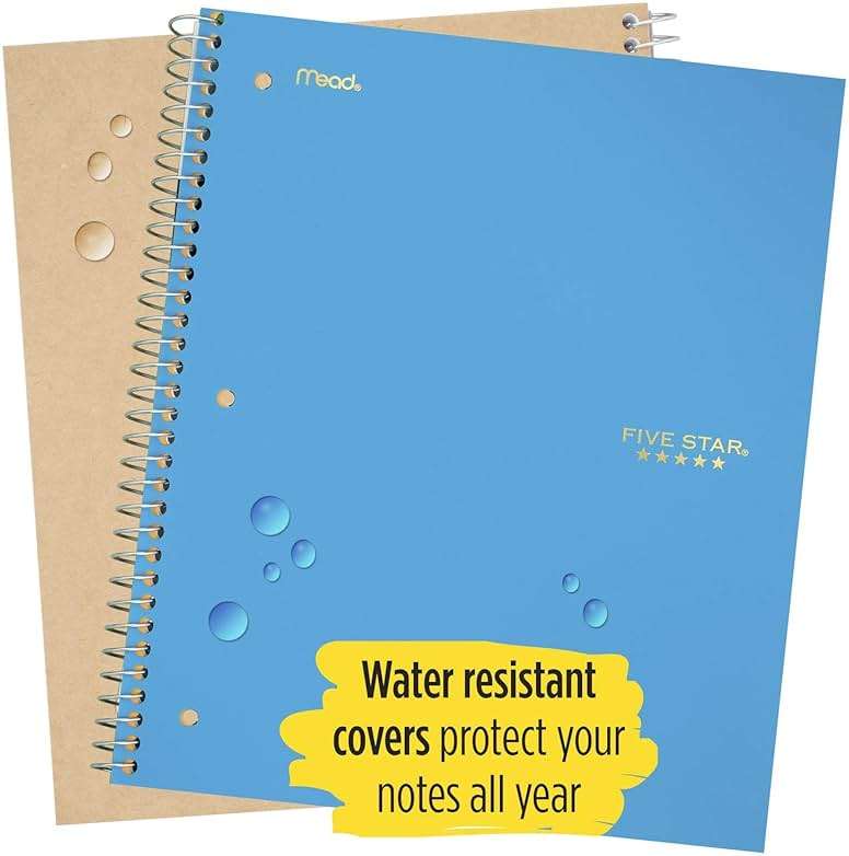 Five Star Spiral Notebooks, 1 Subject, Wide Ruled Paper, 100 Sheets, 10-1/2" x 8", Teal, Lime, Gray, 3 Pack (73057) - Image 4