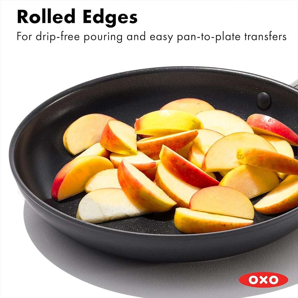 OXO Enhanced 10" Frying Pan Skillet, PFAS-Free Ceramic Nonstick, Durable Hard Anodized Cookware, Scratch Resistant, Stainless Steel Handle, Good Grips, Dishwasher Safe, Oven safe, Black - Image 5