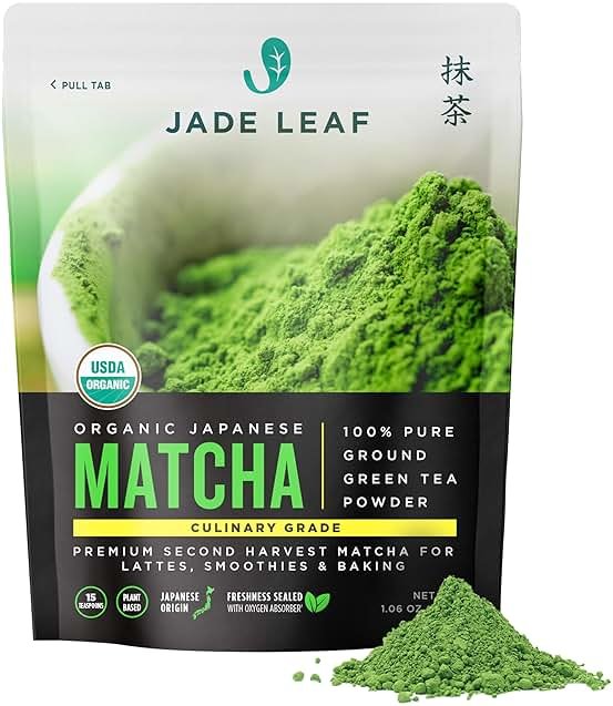 Jade Leaf Matcha Organic Premium Ceremonial Grade Matcha Green Tea Powder - Japanese - Culinary, Ingredient, Ceremonial Barista Teahouse, Latte, Collagen, 1.06 Ounce (Pack of 1), Culinary - Product Image