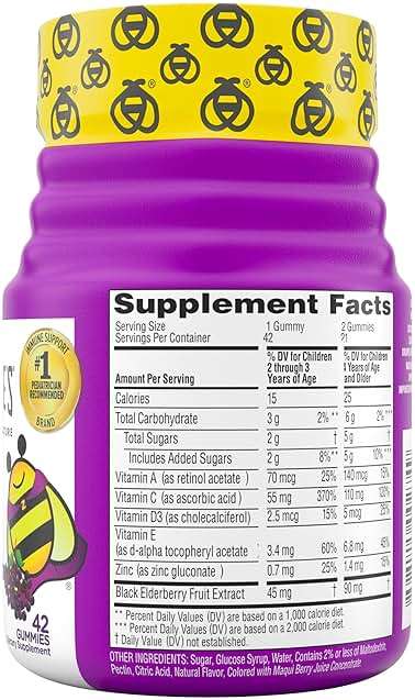 Zarbee’s Elderberry Gummies for Kids, Immune Support Supplement with Vitamins A, C, D3, E, & Zinc, Gluten & Gelatin Free, No Artificial Flavors, Natural Berry Flavor, Ages 2+, 42 ct - Image 9