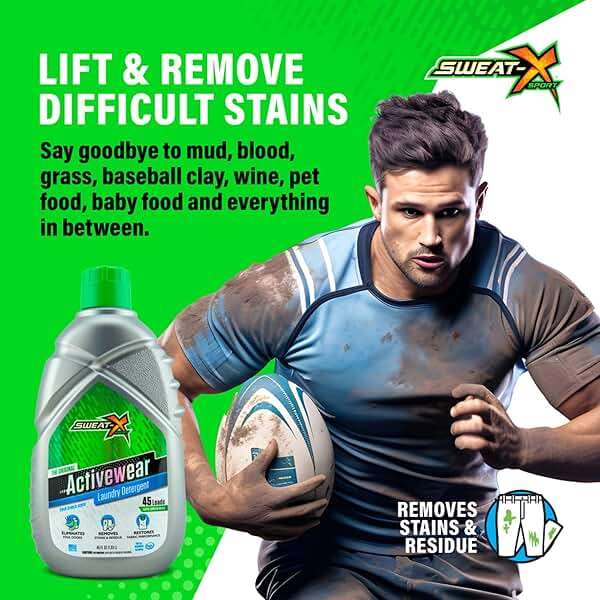 Sweat X Original Activewear Laundry Detergent – Remove the Worst Odors & Toughest Stains – High Performance Sports Wash for Training Gear & All Fabric Types – 45 Loads – 1 Pack - Image 3