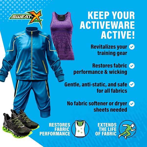 Sweat X Original Activewear Laundry Detergent – Remove the Worst Odors & Toughest Stains – High Performance Sports Wash for Training Gear & All Fabric Types – 45 Loads – 1 Pack - Image 4