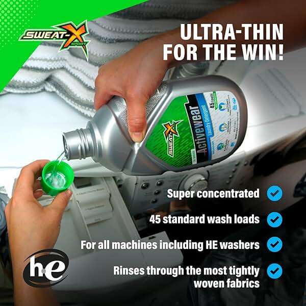 Sweat X Original Activewear Laundry Detergent – Remove the Worst Odors & Toughest Stains – High Performance Sports Wash for Training Gear & All Fabric Types – 45 Loads – 1 Pack - Image 5