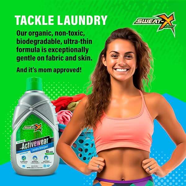 Sweat X Original Activewear Laundry Detergent – Remove the Worst Odors & Toughest Stains – High Performance Sports Wash for Training Gear & All Fabric Types – 45 Loads – 1 Pack - Image 6