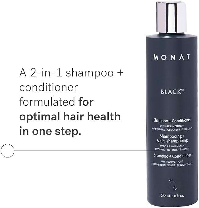 MONAT Black Shampoo + Conditioner – A 2-in-1 Formula for Optimal Hair Care in One Step – Cleanses, Conditions, and Promotes Stronger, Healthier-Looking Hair – For All Hair Types – 237ml (8.0 fl oz) - Image 2
