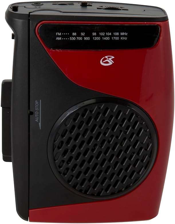 GPX Portable Cassette Player, Compatible With Headphone, 3.54 x 1.57 x 4.72 Inches, Requires 2 AA Batteries - Not Included, Red/Black (CAS337B) Black/Red - Image 1