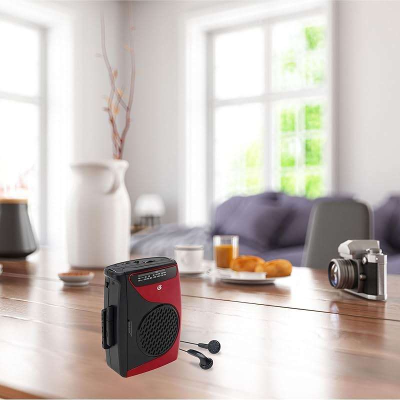 GPX Portable Cassette Player, Compatible With Headphone, 3.54 x 1.57 x 4.72 Inches, Requires 2 AA Batteries - Not Included, Red/Black (CAS337B) Black/Red - Image 4