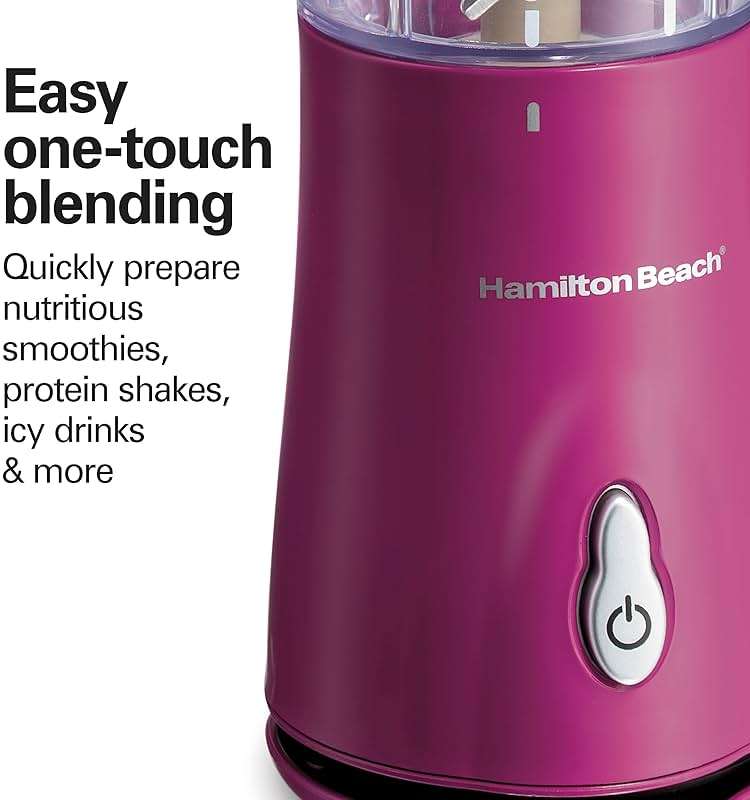 Hamilton Beach Portable Blender for Shakes and Smoothies, 14 Oz BPA Free Travel Cup & Lid, Durable Stainless Steel Blades, Personal Smoothie Blender, Raspberry, 51131G - Image 8