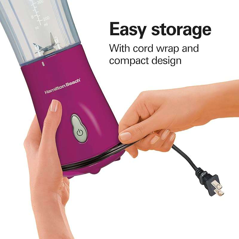 Hamilton Beach Portable Blender for Shakes and Smoothies, 14 Oz BPA Free Travel Cup & Lid, Durable Stainless Steel Blades, Personal Smoothie Blender, Raspberry, 51131G - Image 9