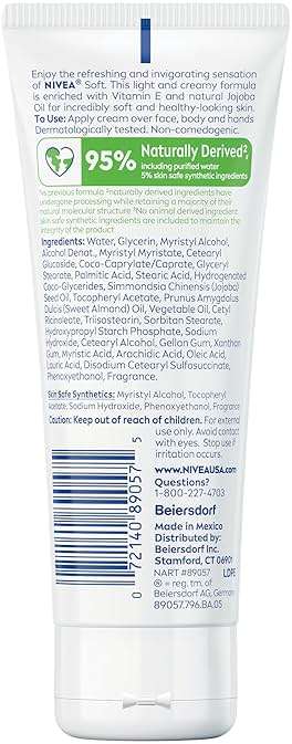 NIVEA Soft Refreshingly Soft Moisturizing Cream, Lightweight Moisturizer for Face, Body and Hands, Body Cream Enriched with Jojoba Oil and Vitamin E, 2.6 Oz Tube, Pack of 3 - Image 10