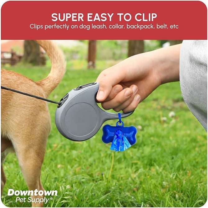 Downtown Pet Supply Poop Bags for Dogs with Dispenser, 1000 Count - Leak-Proof Dog Waste Bags and Bone-Shaped Dog Poop Bags Holder for Leash - Rainbow with Paw Prints, 12.5" x 8.5" - Image 4