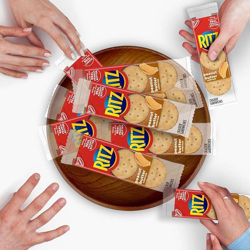 RITZ Peanut Butter Sandwich Crackers, Lunch Snacks, 112 Snack Packs (14 Boxes, 6 Crackers Per Pack) - Image 11